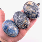 Blue Kyanite Palm Stone, Polished Blue Kyanite and Quartz Palm Stone, Healing Blue Kyanite Palm Stone