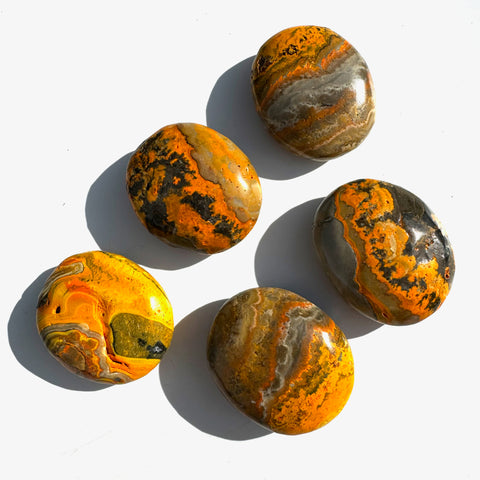 Bumblebee Jasper Palm Stone, Smooth Bumblebee Jasper, Bumblebee Jasper Worry Stone, B-90