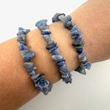 Blue Aventurine Gemstone Bracelet, Blue Aventurine Bracelet, Blue Aventurine Chip Bracelet, GE-53