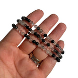 4mm Tourmaline Quartz Bracelet, Dainty Black Tourmaline in Quartz Bracelet, Rutile Quartz Bracelet