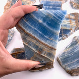 Blue Onyx Slab, Polished Blue Onyx Slice, Natural Blue Onyx, Banded Blue Onyx, B-53