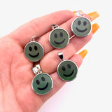 Green Aventurine Smile Pendant, Silver Plated Aventurine Pendant, Happy Aventurine Pendant, Dainty Aventurine Smile Charm, B-86