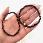 Dainty Red Tigers Eye Bracelet, Round Bead Red Tigers Eye Bracelet, 3-4mm Red Tigers Eye Bracelet, GA-10