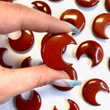 Red Jasper Moon Carving, Red Jasper Gemstone Moon, Red Jasper Moon, Flat Red Jasper Moon Carving, B-29