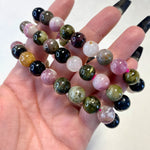 Rainbow Tourmaline Round Bracelet, 9-10mm Rainbow Tourmaline Bracelet, Quality Rainbow Tourmaline Bracelet, A-14