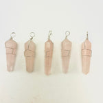 Wire Wrapped Rose Quartz Pendant, Rose Quartz Pendant, Rose Quartz Point Pendant, J-30