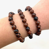 8mm Mahogany Obsidian Bracelet, Round Mahogany Obsidian Bracelet, Mahogany Obsidian Gemstone Bracelet, GC-35