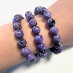 Charoite Round Bracelet, 10-12mm Charoite Bracelet, Quality Charoite Bracelet, A-01