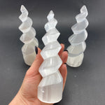 15cm Selenite Spiral, Selenite Swirl, Selenite Unicorn Horn, Unicorn Spiral, Selenite Spiral