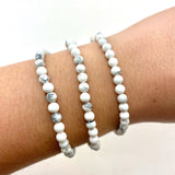 Dainty Howlite Bracelet, Round Bead Howlite Bracelet, 3-4mm Howlite Bracelet