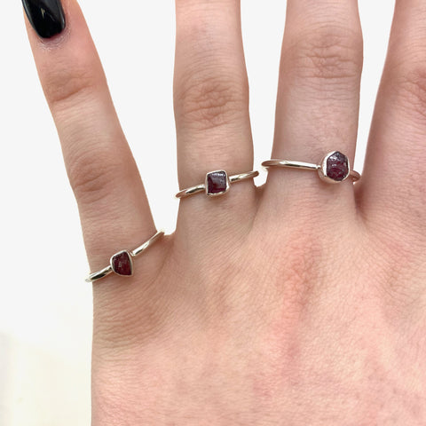 Sterling Silver Purple Garnet Ring, Dainty Garnet Ring, Sterling Silver, Purple Garnet Ring