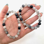 8mm Tourmaline and Quartz Bracelet, Round Tourmaline and Quartz Bracelet, Tourmaline and Quartz Gemstone Bracelet, GC-25