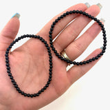 Dainty Black Tourmaline Bracelet, Round Bead Black Tourmaline Bracelet, 3-4mm Black Tourmaline Bracelet, GA-07