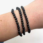 Dainty Obsidian Bracelet, Round Bead Obsidian Bracelet, 3-4mm Obsidian Bracelet