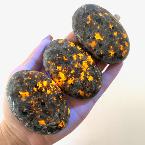 Yooperlite Palm Stone, UV Reactive Yooperlite, Lake Superior Yooperlite, Polished Yooperlite