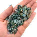 Green Moss Agate Chips, 25 grams Moss Agate, Tumbled Green Moss Agate