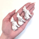 2" Howlite Wolf, Howlite Wolf Carving, Howling Howlite Wolf, Gemstone Howlite Wolf, B-45