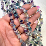 32” Fluorite Bead, Fluorite Chip Bead Strand, Fluorite Bead Necklace, Beaded Rainbow Fluorite