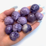 Mini Lepidolite Skull, Lepidolite Gemstone Skull, Lepidolite Skull Carving, Small Lepidolite Skull, B-14