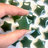 Green Aventurine Star Carving, Aventurine Gemstone Star, Aventurine Star, Flat Aventurine Star Carving, B-26