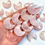Rose Quartz Moon Carving, Rose Quartz Gemstone Moon, Rose Quartz Moon, Flat Rose Quartz Moon Carving, B-33