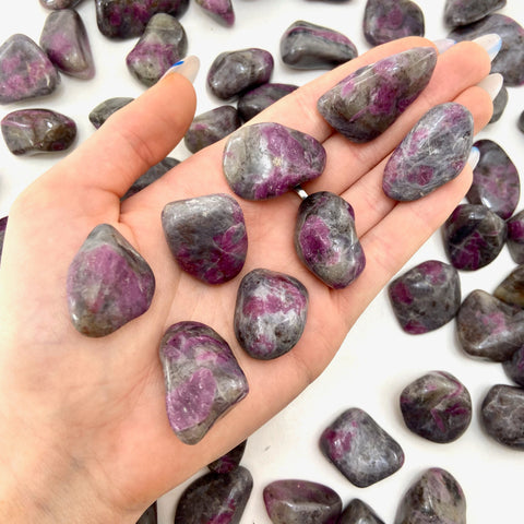 Ruby Feldspar Tumble, Tumbled Ruby Feldspar, Healing Ruby in Matrix, Pocket Ruby Feldspar, P-65