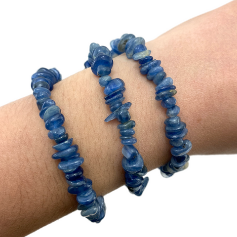 Blue Kyanite Gemstone Bracelet, Kyanite Bracelet, Kyanite Chip Bracelet