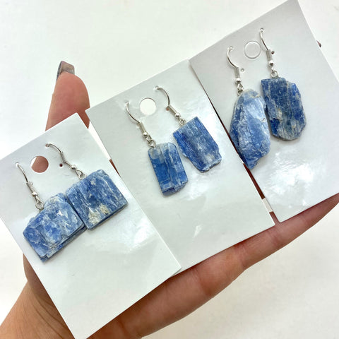 Blue Kyanite Earring Set, Raw Blue Kyanite Earring, Natural Blue Kyanite Earrings, J-11