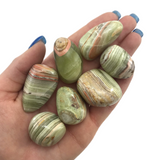 Green Onyx Tumble, Banded Green Onyx, Tumbled Green Onyx