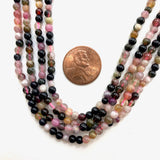 4mm Round Rainbow Tourmaline Bead, Multi Tourmaline Bead, Multi Tourmaline Bead Strand, 16” Multi Tourmaline Bead