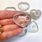 Clear Quartz Heart, Quartz Heart Palm Stone, Polished Quartz Heart, B-09