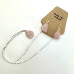 Rose Quartz Necklace and Earring Set, Rose Quartz Pendant, Rose Quartz Earrings, 18" Chain