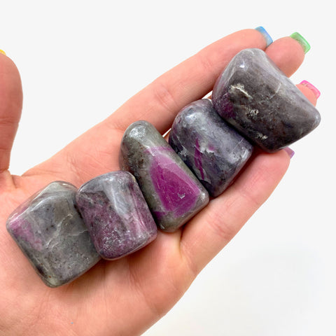 Ruby in Cordierite Tumble, Tumbled Ruby in Iolite, Ruby with Cordierite, T-78