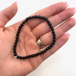 Dainty Obsidian Bracelet, Round Bead Obsidian Bracelet, 3-4mm Obsidian Bracelet