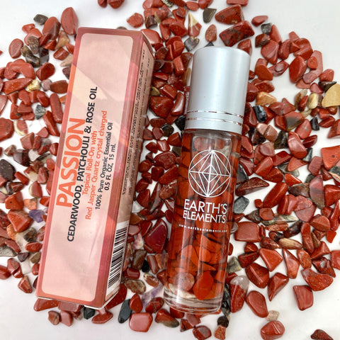 Red Jasper Roll On Oil, Cedarwood and Patchouli Oil, Passion Roll On Oil