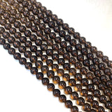 8mm Round Smoky Quartz Bead, Smoky Quartz Bead, Smoky Quartz Bead Strand, 16” Smoky Quartz Bead Strand