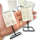 Selenite Stand, Rough Selenite on a stand, Selenite Specimen, Selenite on Metal Base