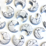 Howlite Moon Carving, Howlite Gemstone Moon, Howlite Moon, Flat Howlite Moon Carving, B-31