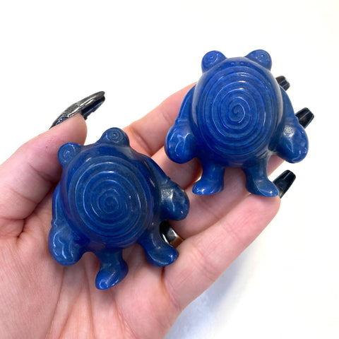 Blue Aventurine Poliwhirl Carving, Poliwhirl Gemstone Carving, Poliwhirl Pokemon Crystal Carving