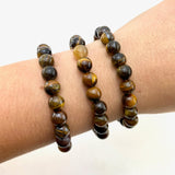 8mm Tiger Eye Bracelet, Round Tiger Eye Bracelet, Polished Tiger Eye Bracelet, Gemstone Tiger Eye Bracelet