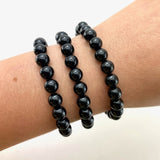 8mm Black Tourmaline Bracelet, Round Black Tourmaline Bracelet, Black Tourmaline Gemstone Bracelet, GC-57