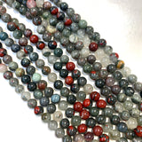 8mm Round African Bloodstone Bead, Bloodstone Bead, Bloodstone Bead Strand, 16” Bloodstone Bead Strand