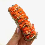 ORANGE Sinuata White Sage, Flower Sage, White Sage with Orange Flowers, White Sage with Dried Flowers