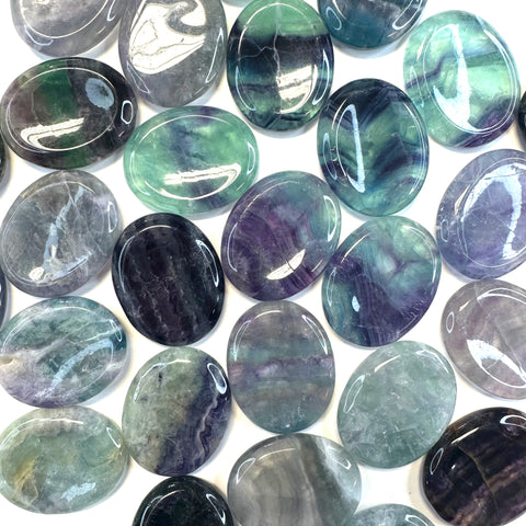 Rainbow Fluorite Worry Stone, Healing Fluorite Worry Stone, Smooth Fluorite Worry Stone, A-09
