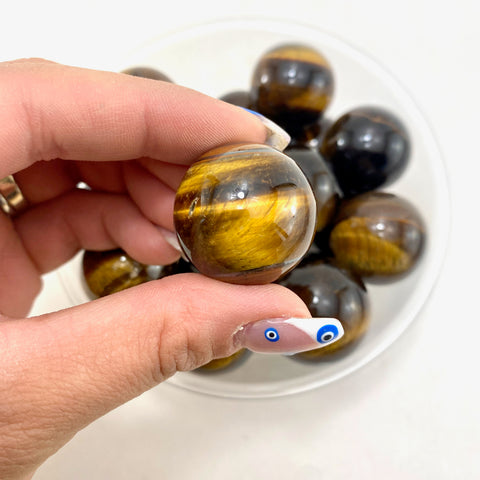 Tiger Eye Small Sphere, Quality Tiger Eye Sphere, Pocket Tiger Eye Sphere, Polished Tiger Eye Sphere, P-74