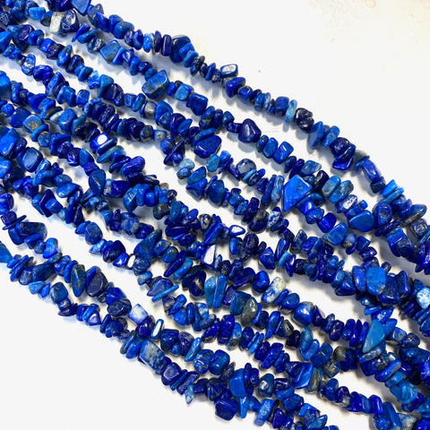 32” Lapis Lazuli Bead, Lapis Chip Bead Strand, Lapis Bead Necklace, Be –  Moon Mountain Gems