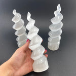 XL Selenite Spiral, Spiral Tower, Large Selenite Spiral, Selenite Unicorn Horn