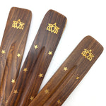 Lotus Incense Stick Holder, Wooden Ash Catcher, Lotus Inlay, Wooden Incense Holder