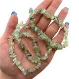 Prehnite Gemstone Bracelet, Prehnite Bracelet, Prehnite Chip Bracelet