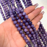 8mm Round Lepidolite Bead, Lepidolite Bead, Lepidolite Bead Strand, 16” Lepidolite Bead Strand